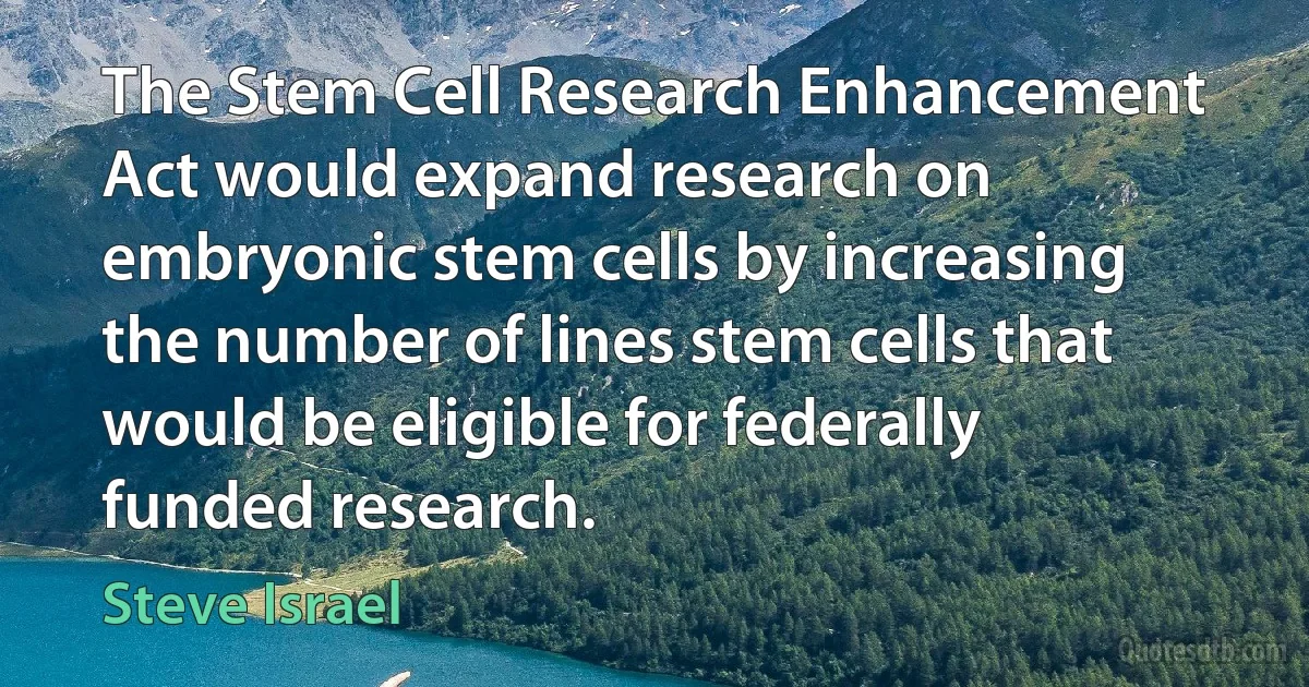 The Stem Cell Research Enhancement Act would expand research on embryonic stem cells by increasing the number of lines stem cells that would be eligible for federally funded research. (Steve Israel)