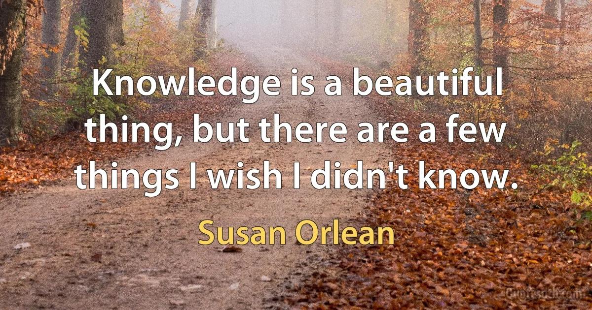 Knowledge is a beautiful thing, but there are a few things I wish I didn't know. (Susan Orlean)