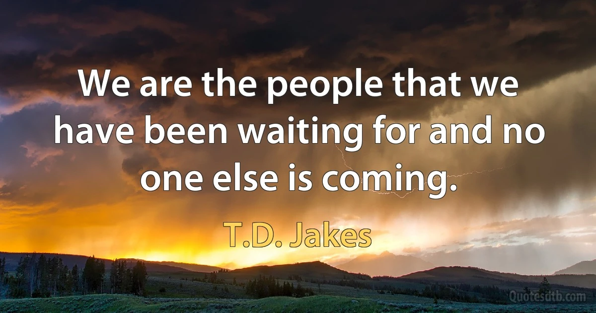 We are the people that we have been waiting for and no one else is coming. (T.D. Jakes)