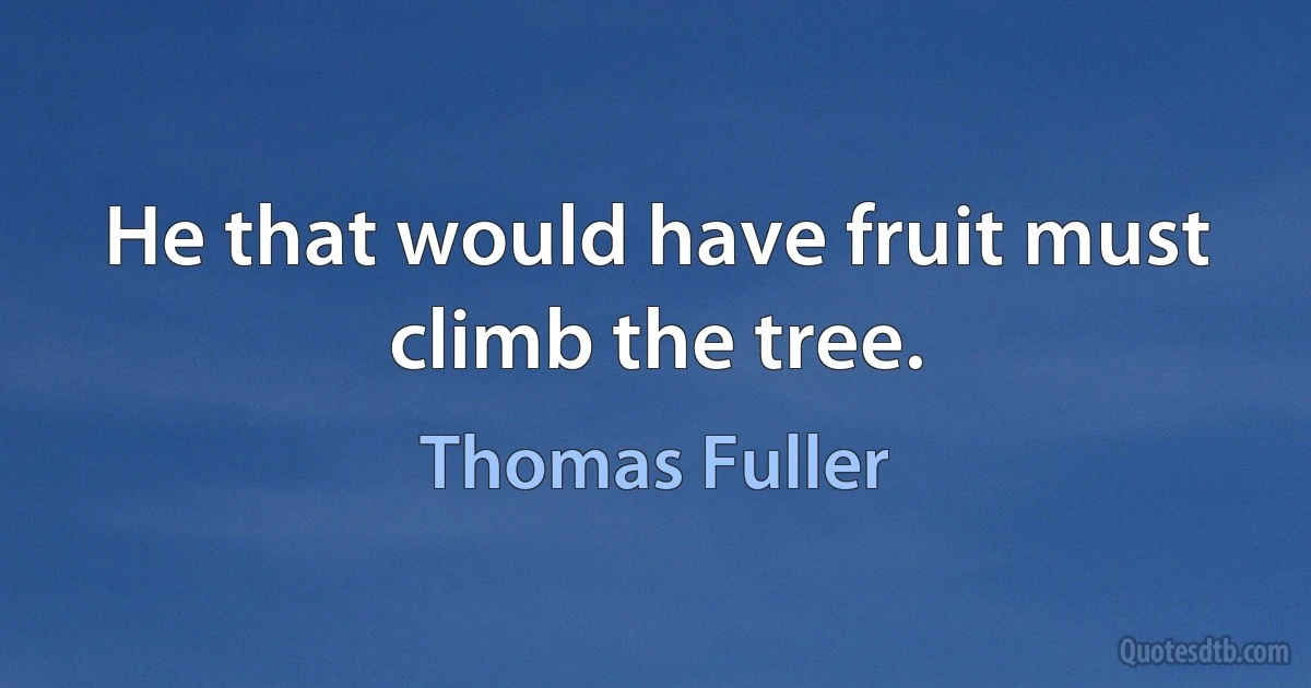 He that would have fruit must climb the tree. (Thomas Fuller)