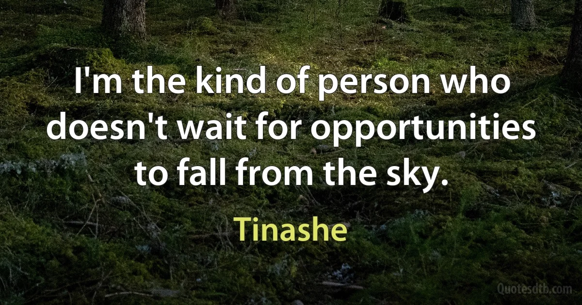 I'm the kind of person who doesn't wait for opportunities to fall from the sky. (Tinashe)