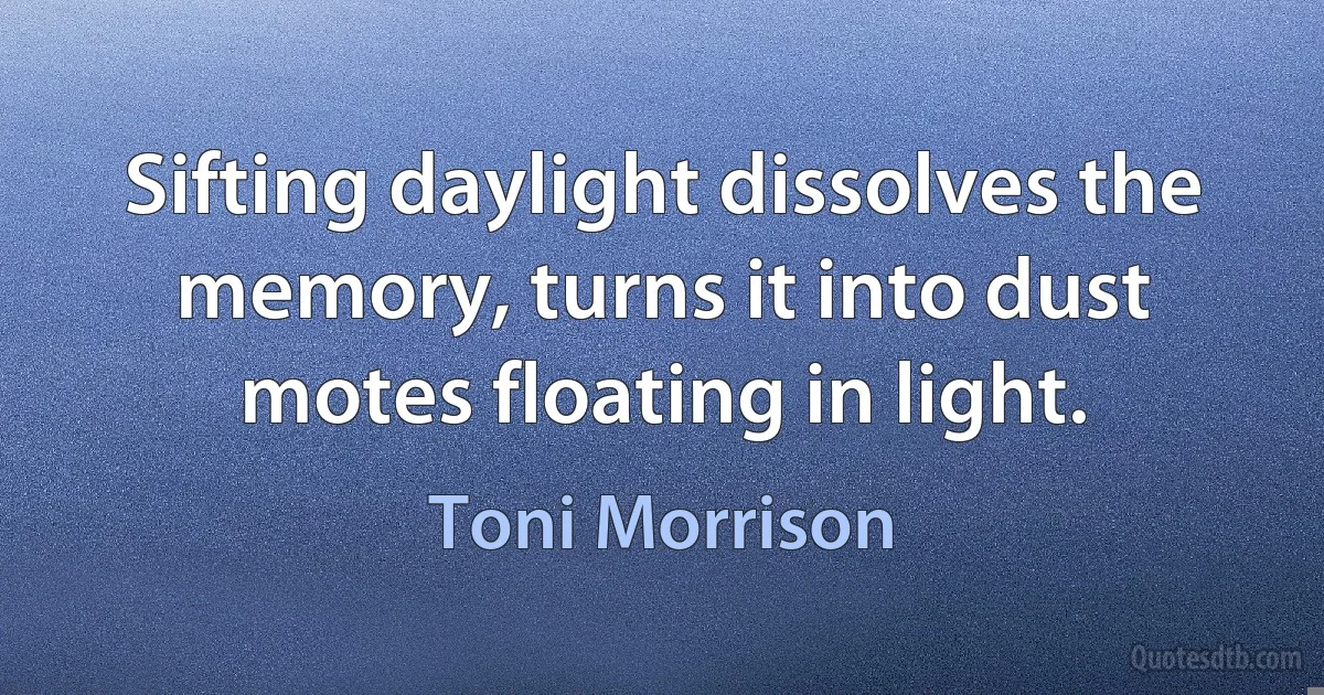 Sifting daylight dissolves the memory, turns it into dust motes floating in light. (Toni Morrison)