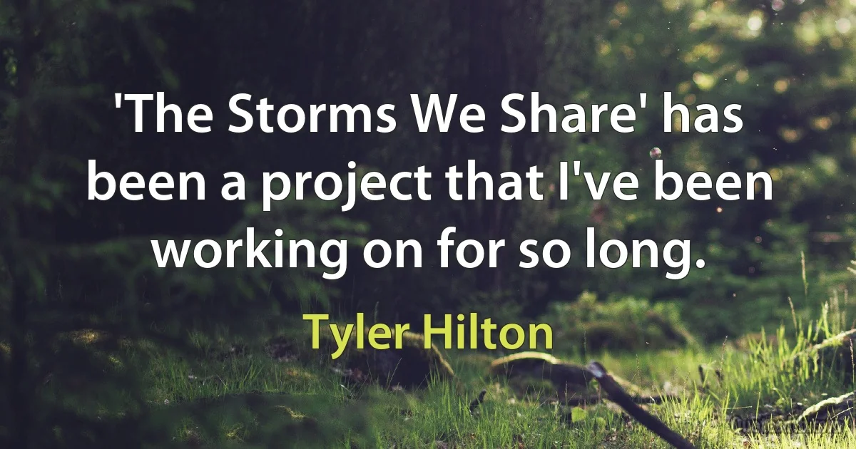 'The Storms We Share' has been a project that I've been working on for so long. (Tyler Hilton)