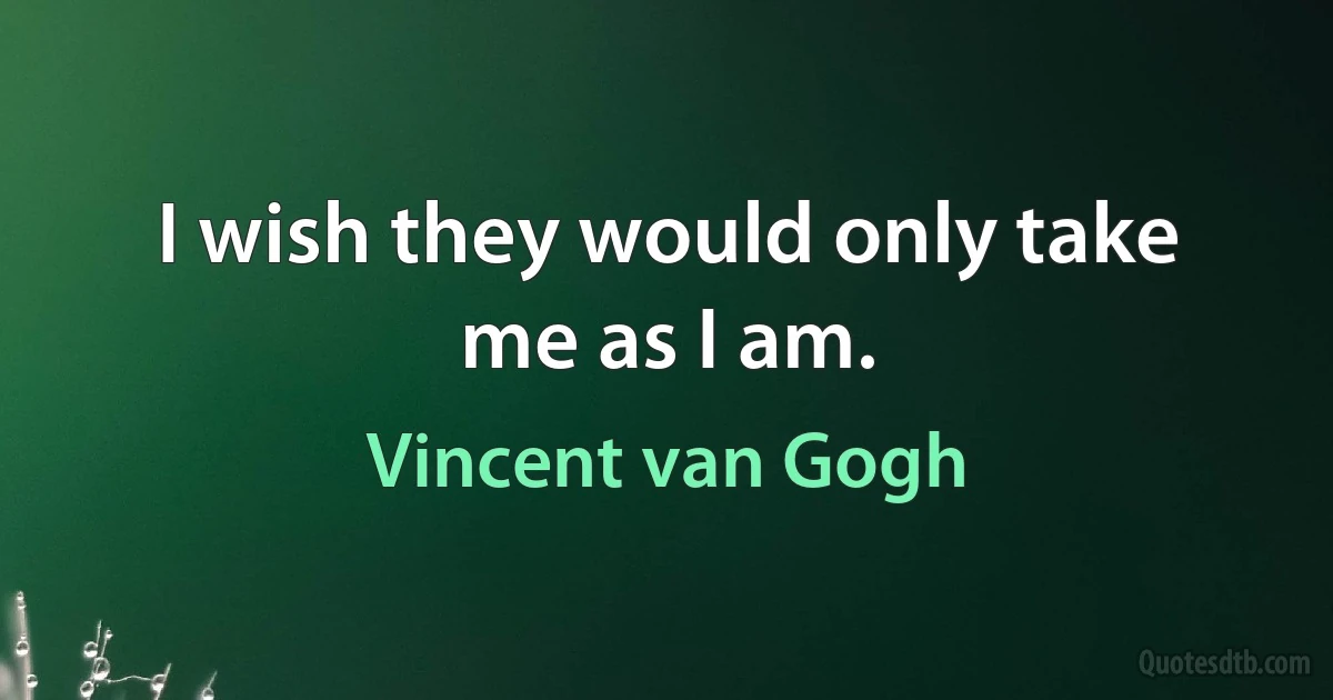 I wish they would only take me as I am. (Vincent van Gogh)