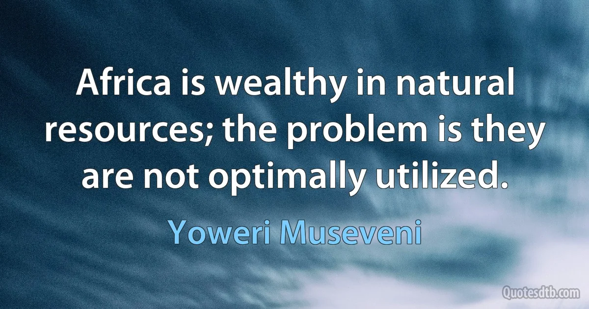 Africa is wealthy in natural resources; the problem is they are not optimally utilized. (Yoweri Museveni)