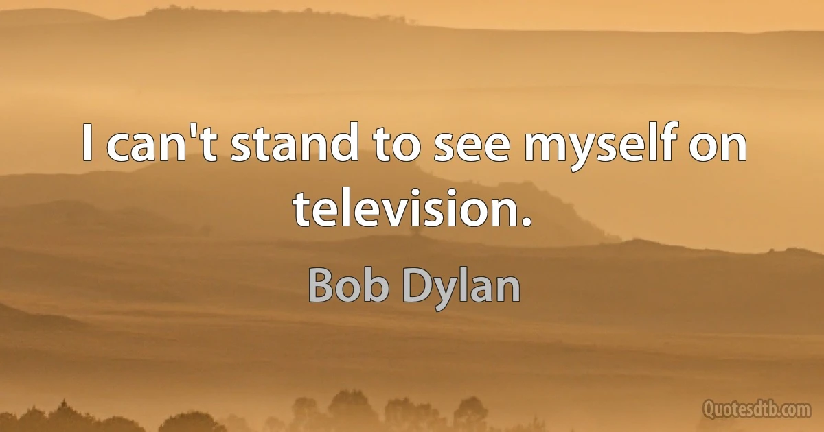 I can't stand to see myself on television. (Bob Dylan)