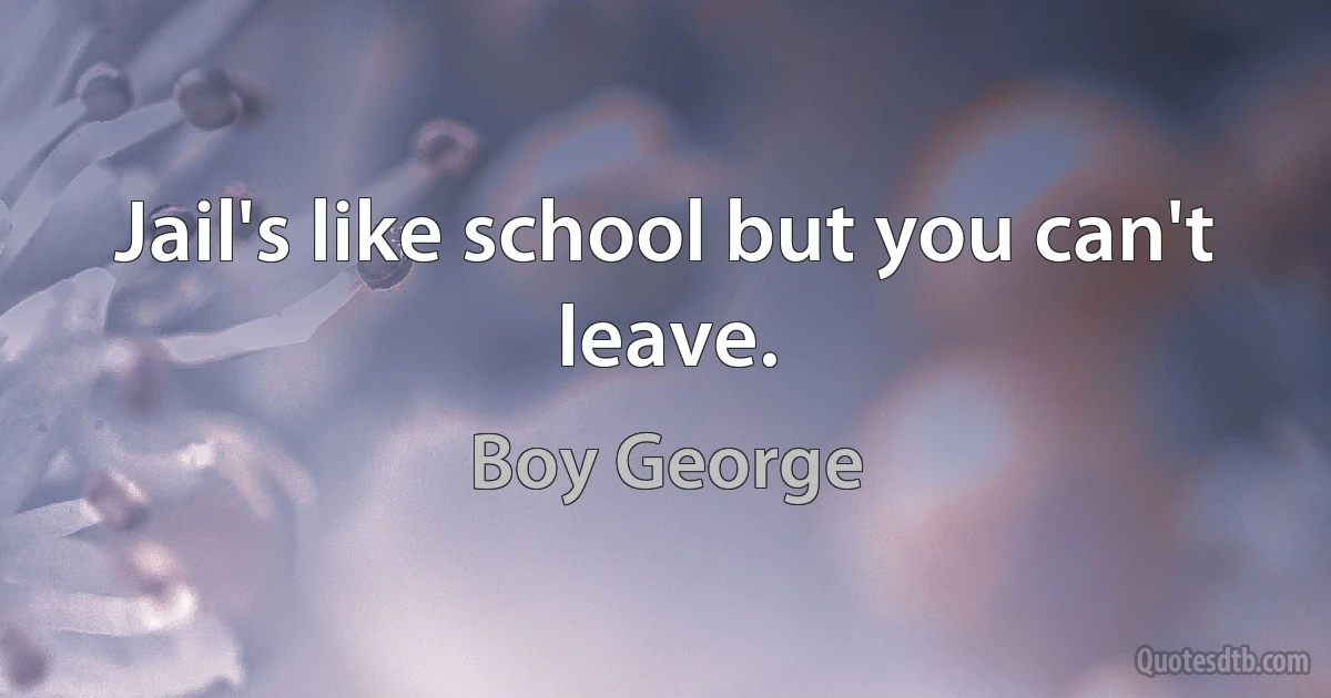 Jail's like school but you can't leave. (Boy George)