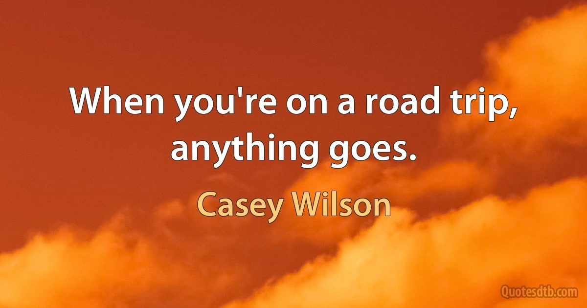 When you're on a road trip, anything goes. (Casey Wilson)