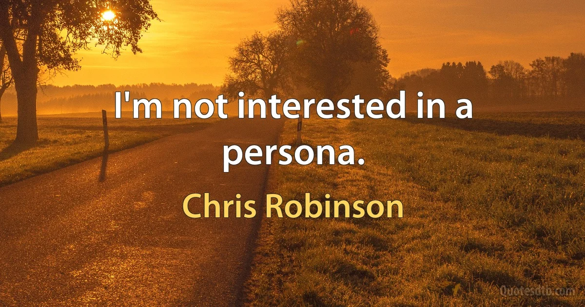 I'm not interested in a persona. (Chris Robinson)