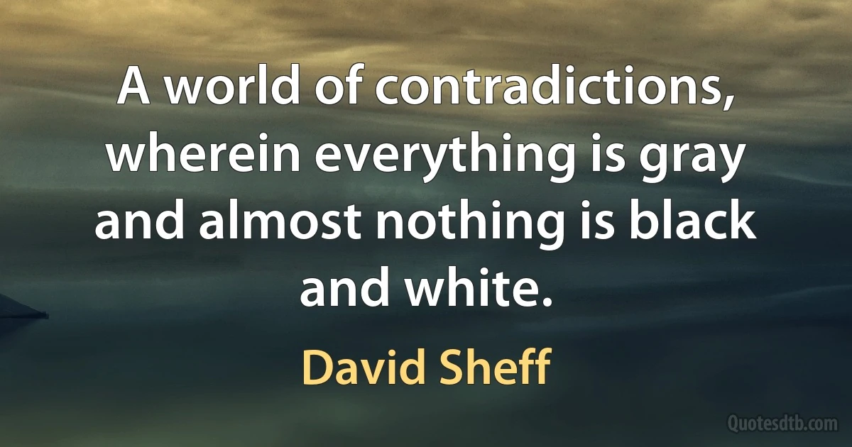 A world of contradictions, wherein everything is gray and almost nothing is black and white. (David Sheff)