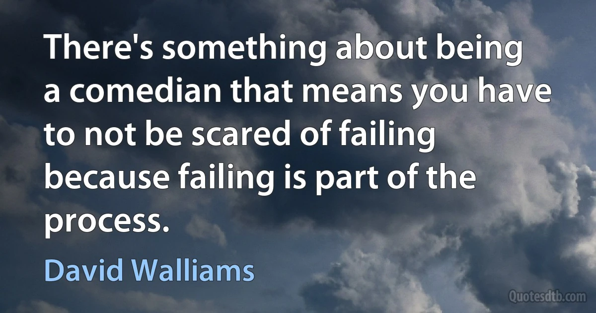 There's something about being a comedian that means you have to not be scared of failing because failing is part of the process. (David Walliams)