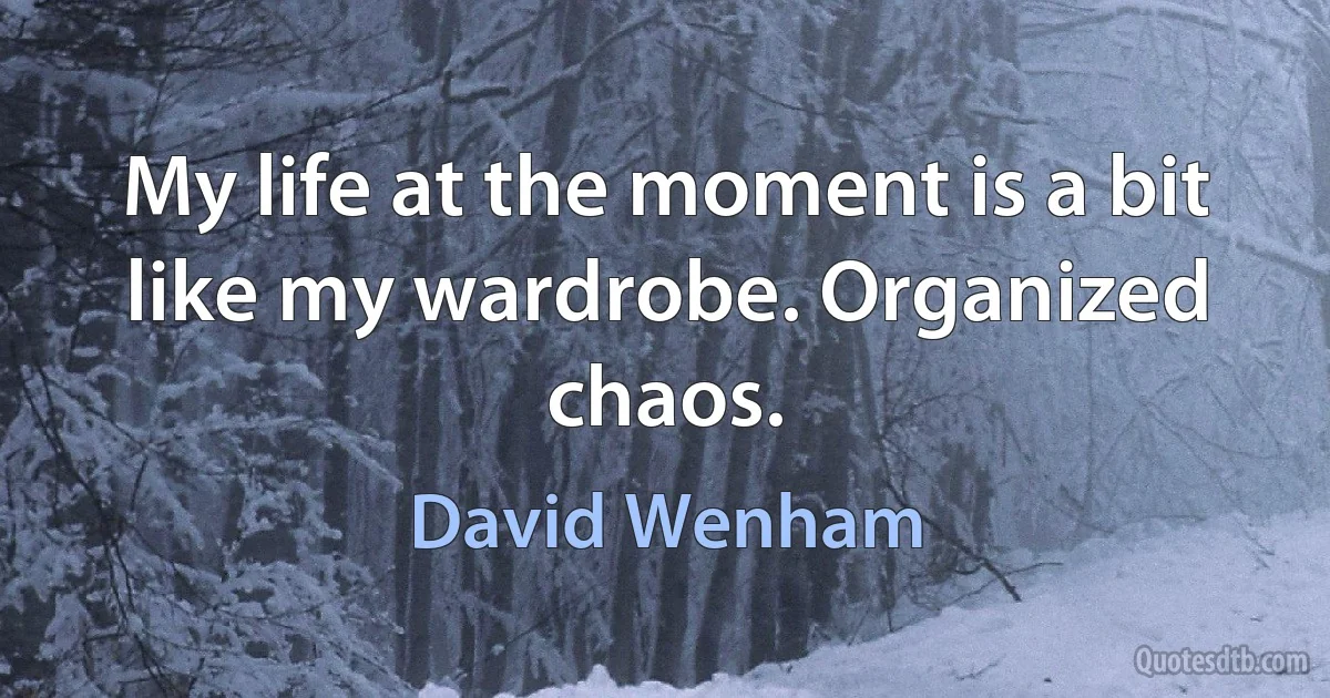 My life at the moment is a bit like my wardrobe. Organized chaos. (David Wenham)