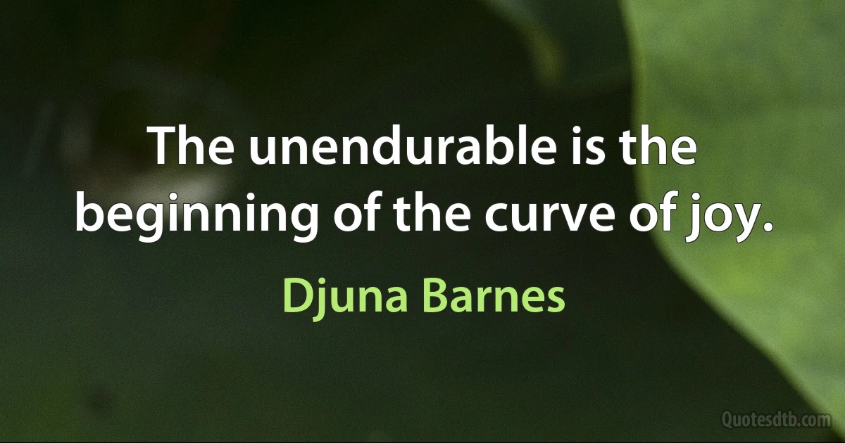 The unendurable is the beginning of the curve of joy. (Djuna Barnes)