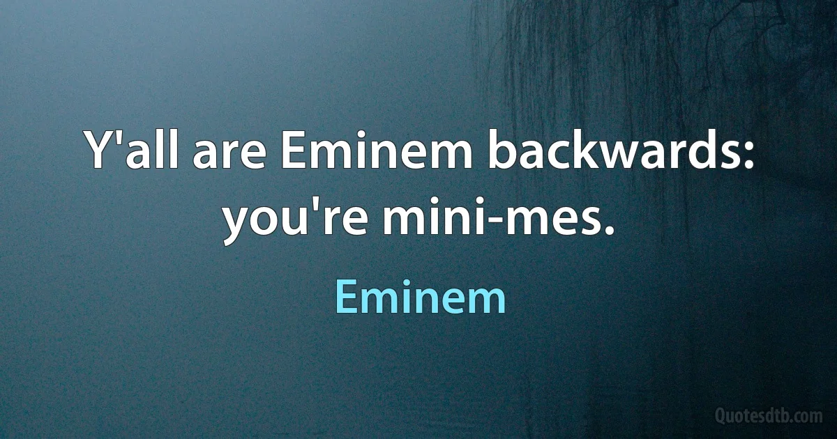 Y'all are Eminem backwards: you're mini-mes. (Eminem)