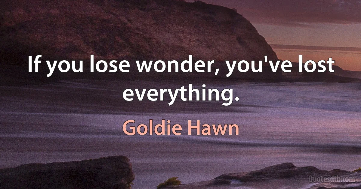 If you lose wonder, you've lost everything. (Goldie Hawn)