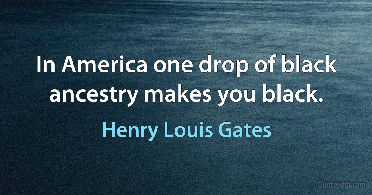 In America one drop of black ancestry makes you black. (Henry Louis Gates)