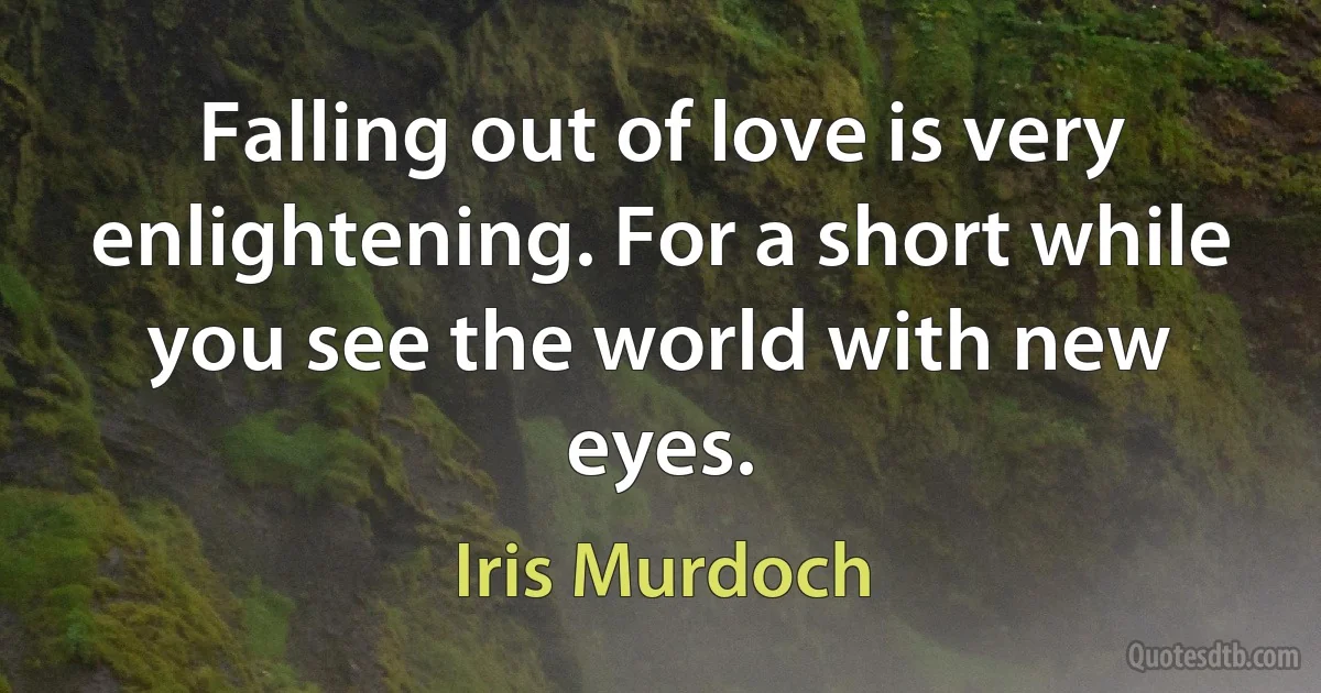 Falling out of love is very enlightening. For a short while you see the world with new eyes. (Iris Murdoch)