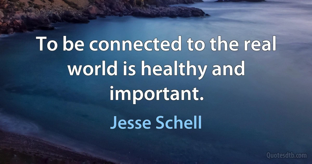 To be connected to the real world is healthy and important. (Jesse Schell)