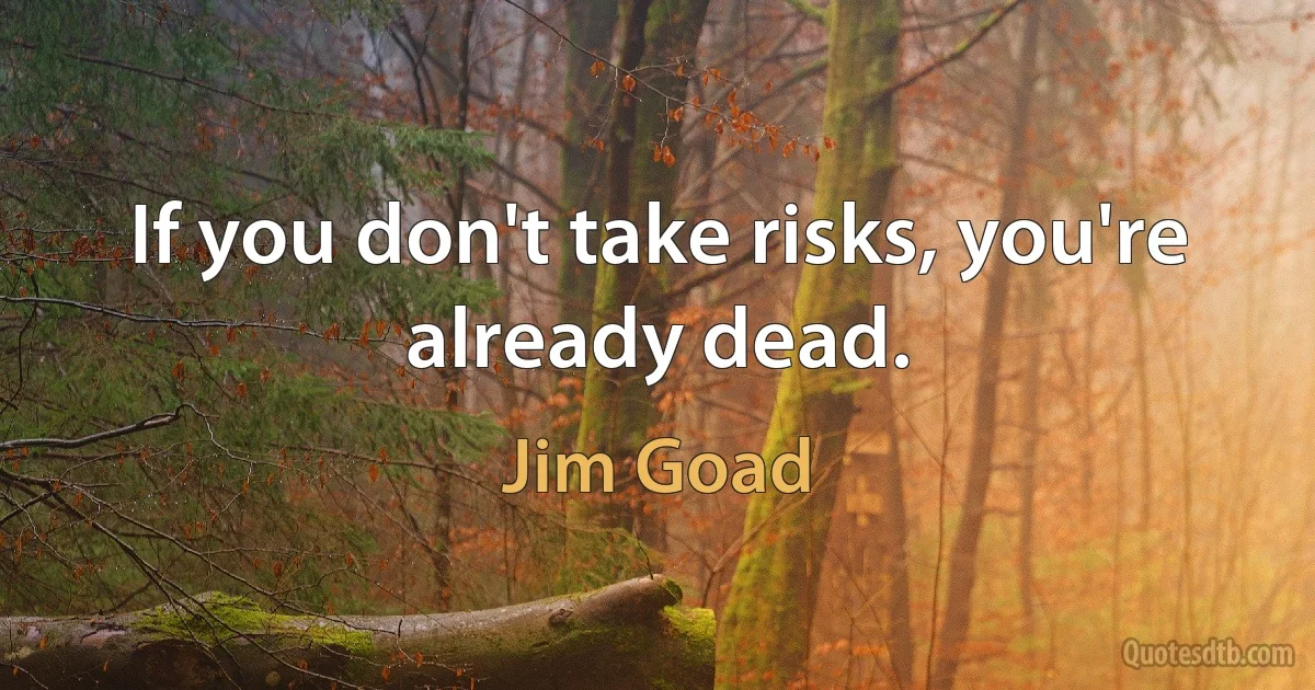 If you don't take risks, you're already dead. (Jim Goad)