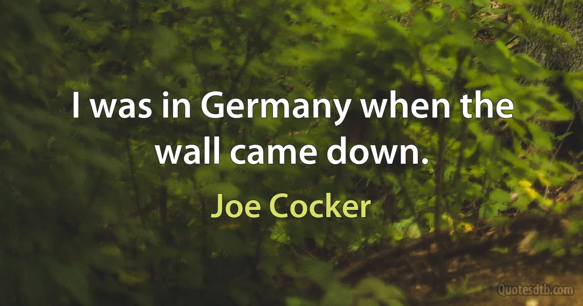 I was in Germany when the wall came down. (Joe Cocker)