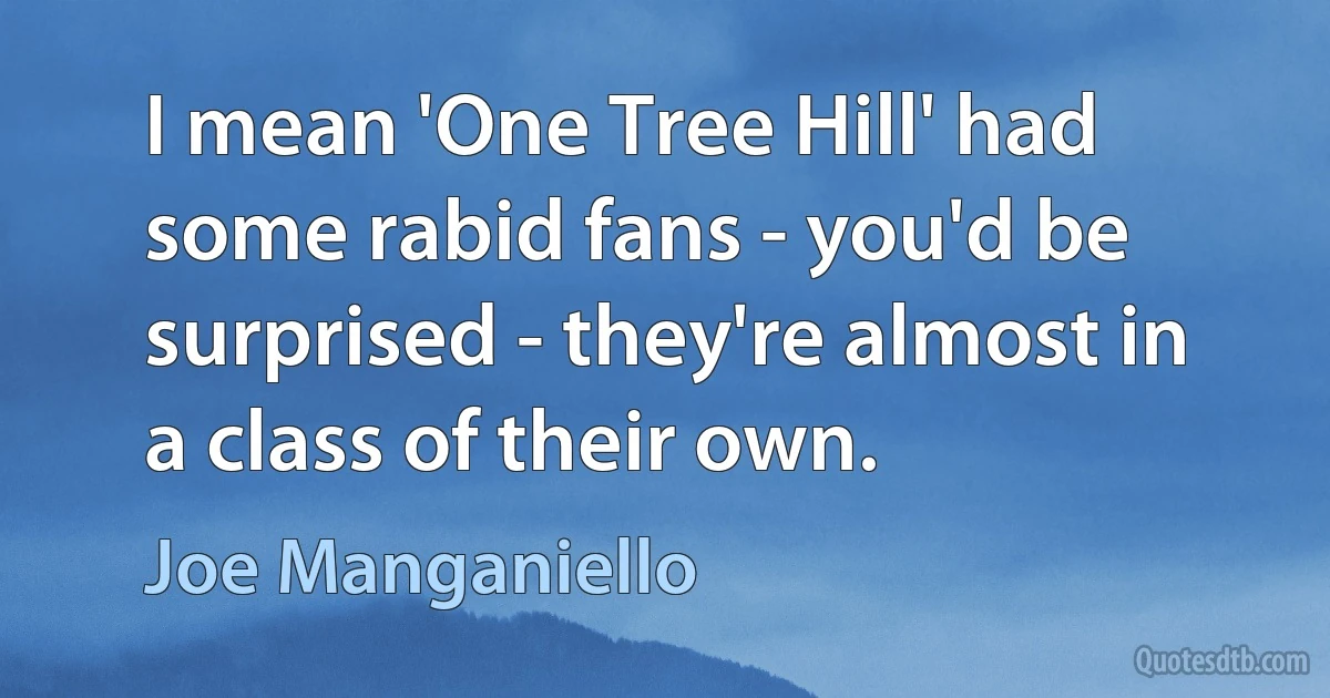 I mean 'One Tree Hill' had some rabid fans - you'd be surprised - they're almost in a class of their own. (Joe Manganiello)