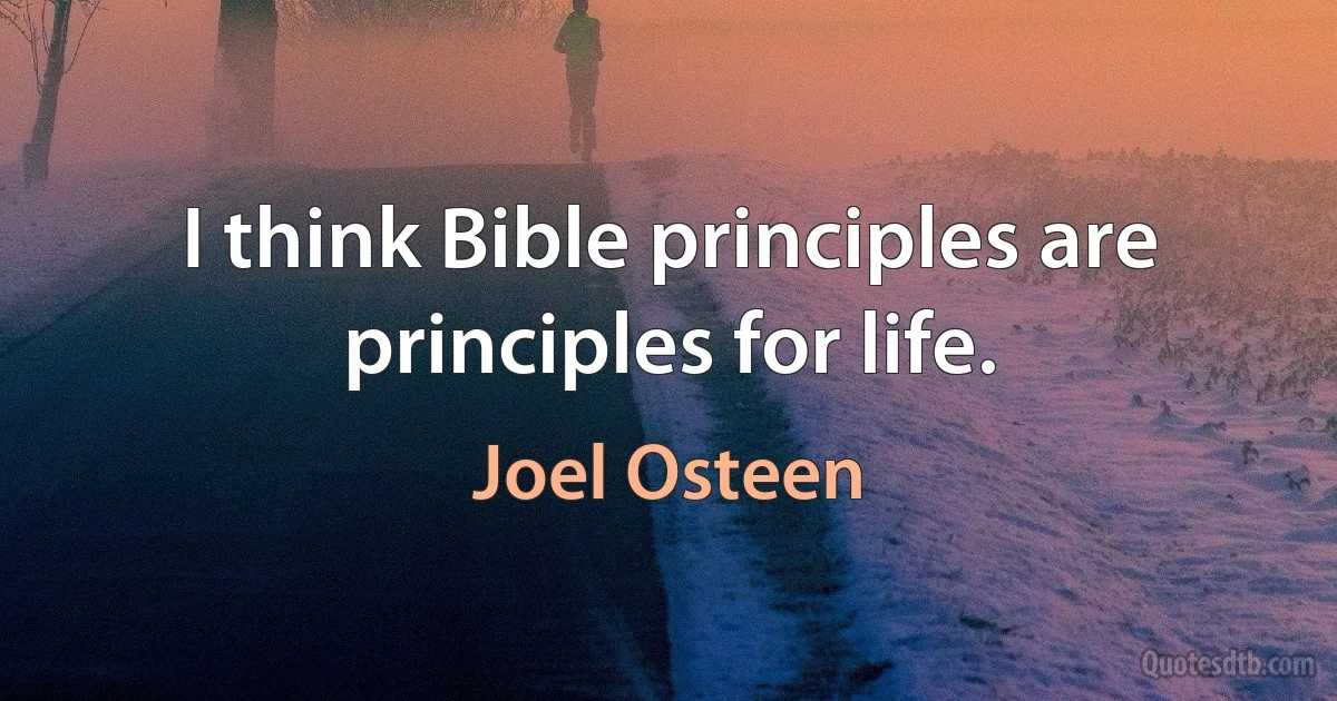 I think Bible principles are principles for life. (Joel Osteen)