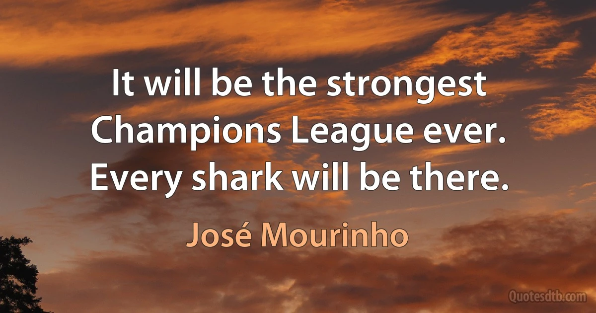 It will be the strongest Champions League ever. Every shark will be there. (José Mourinho)