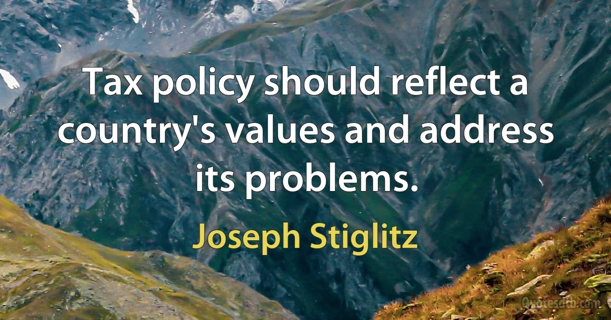 Tax policy should reflect a country's values and address its problems. (Joseph Stiglitz)