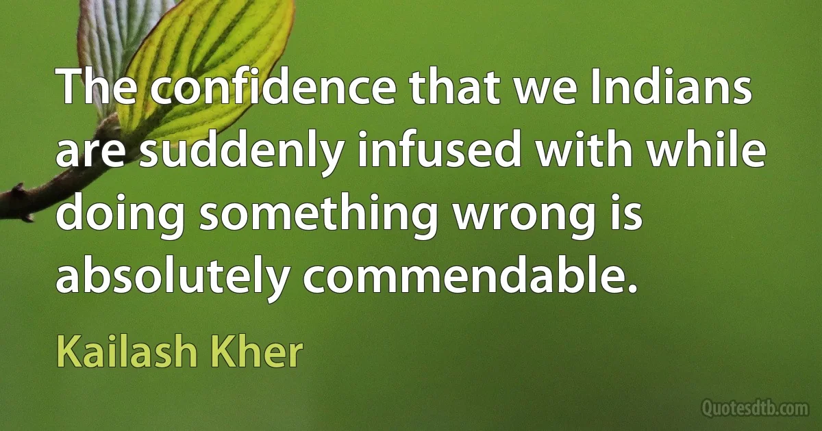 The confidence that we Indians are suddenly infused with while doing something wrong is absolutely commendable. (Kailash Kher)