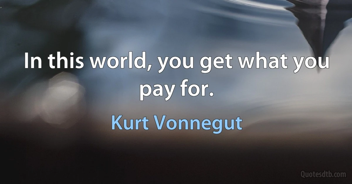 In this world, you get what you pay for. (Kurt Vonnegut)