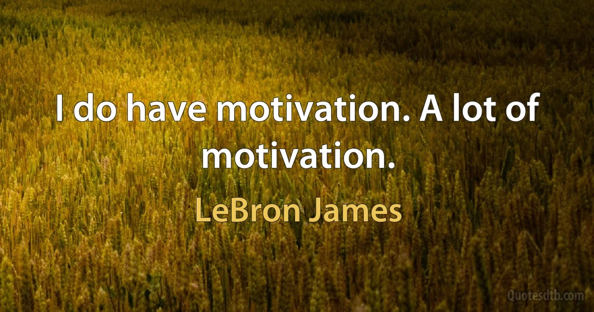 I do have motivation. A lot of motivation. (LeBron James)