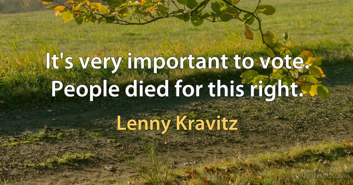 It's very important to vote. People died for this right. (Lenny Kravitz)