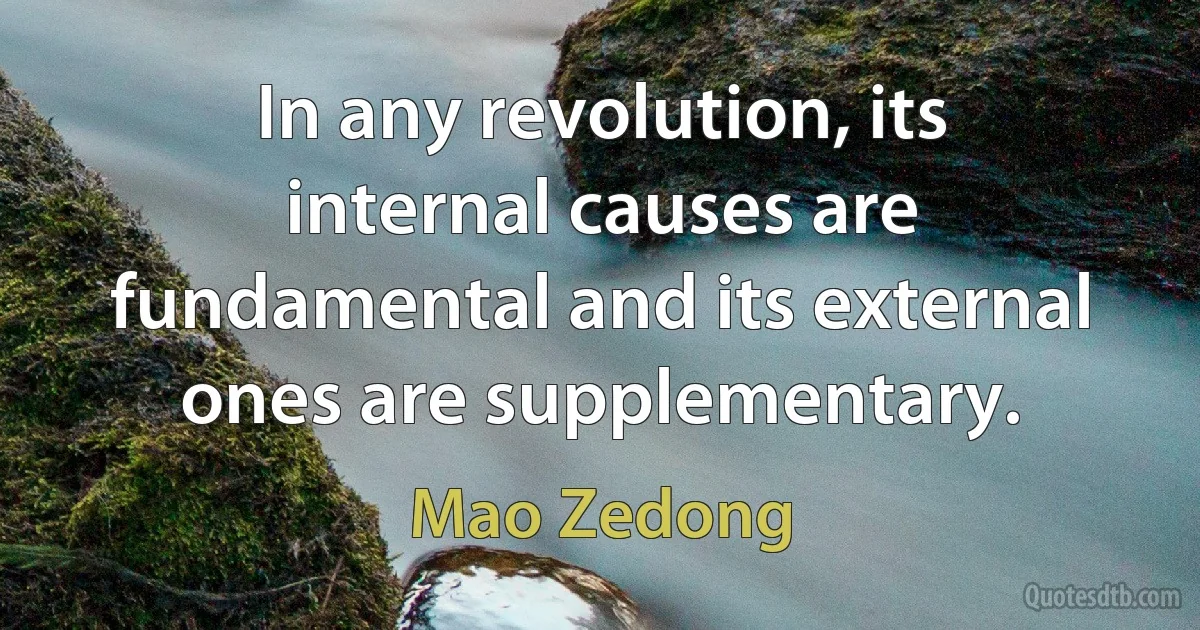 In any revolution, its internal causes are fundamental and its external ones are supplementary. (Mao Zedong)