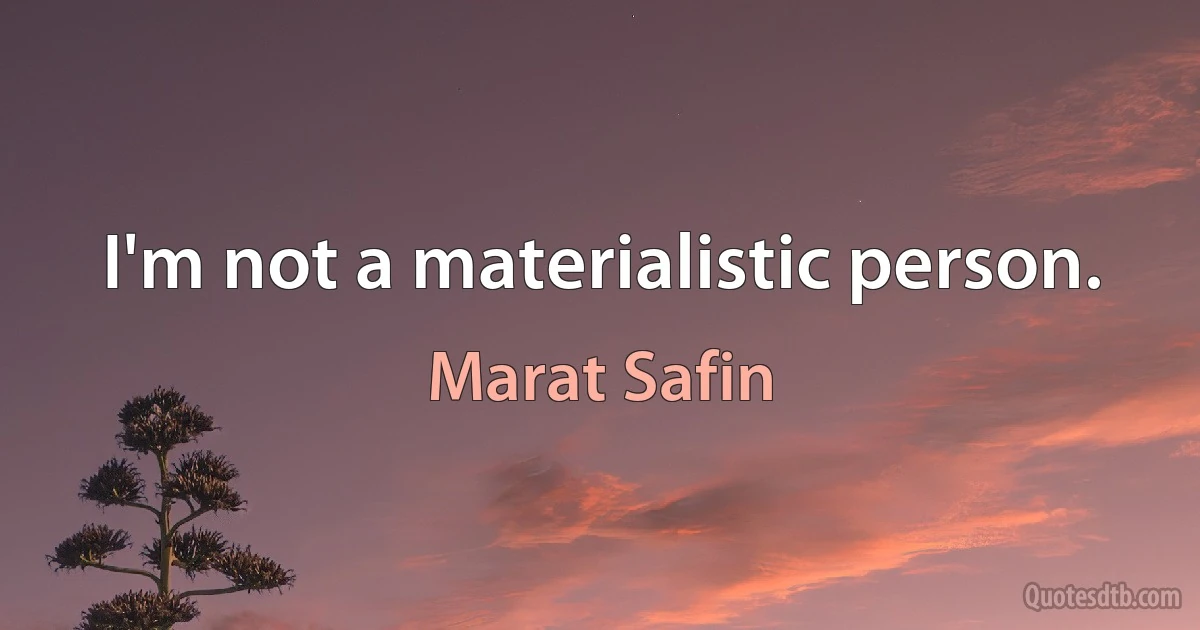 I'm not a materialistic person. (Marat Safin)