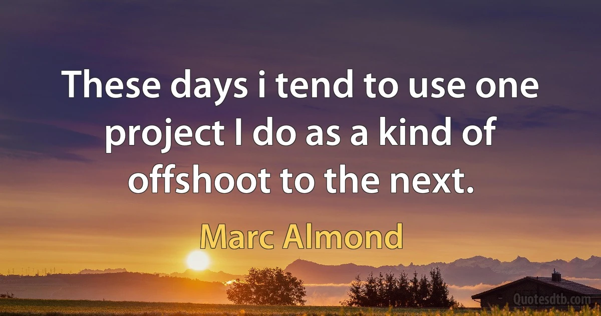 These days i tend to use one project I do as a kind of offshoot to the next. (Marc Almond)