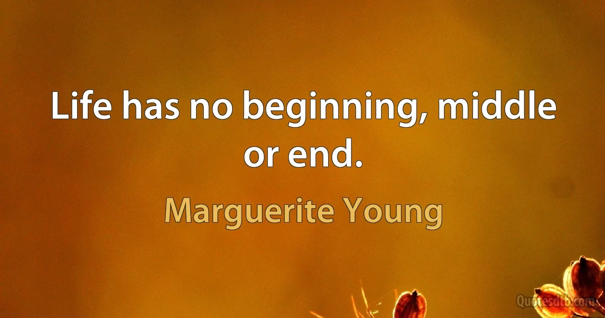 Life has no beginning, middle or end. (Marguerite Young)