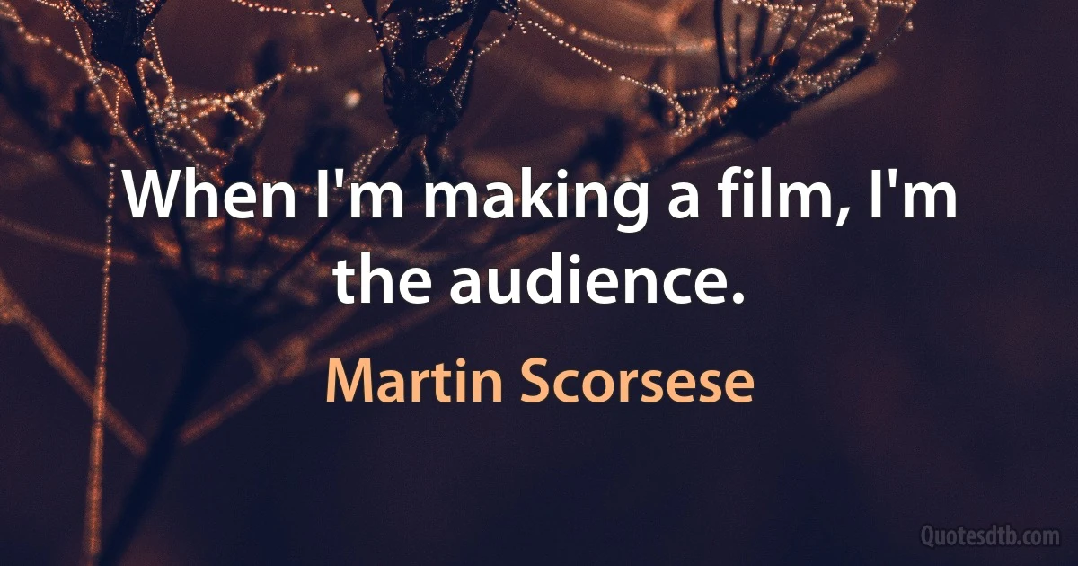 When I'm making a film, I'm the audience. (Martin Scorsese)