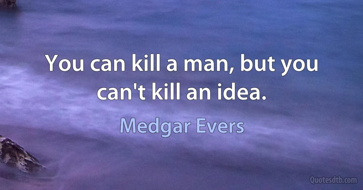 You can kill a man, but you can't kill an idea. (Medgar Evers)