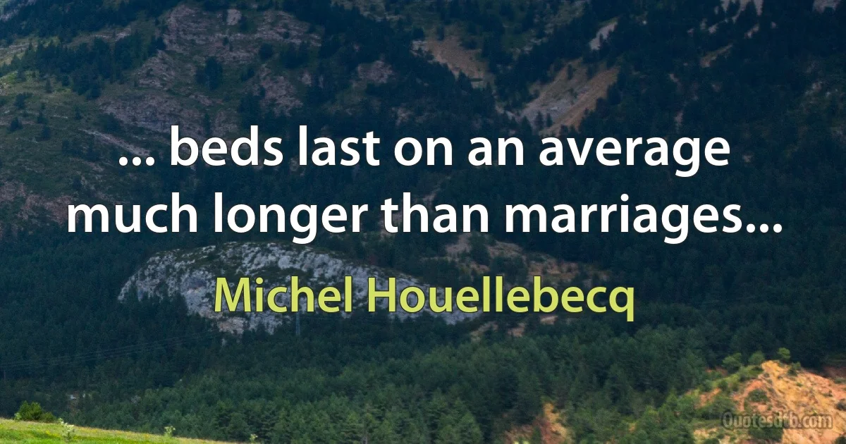 ... beds last on an average much longer than marriages... (Michel Houellebecq)