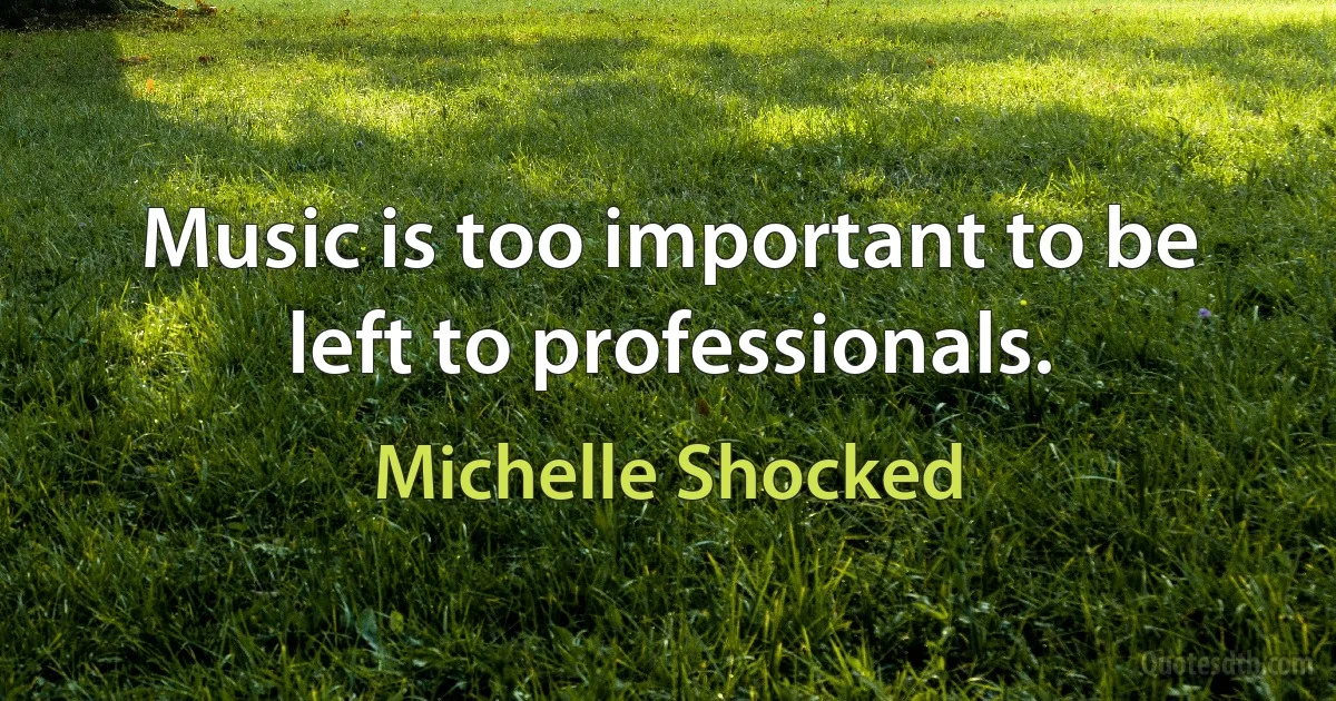 Music is too important to be left to professionals. (Michelle Shocked)