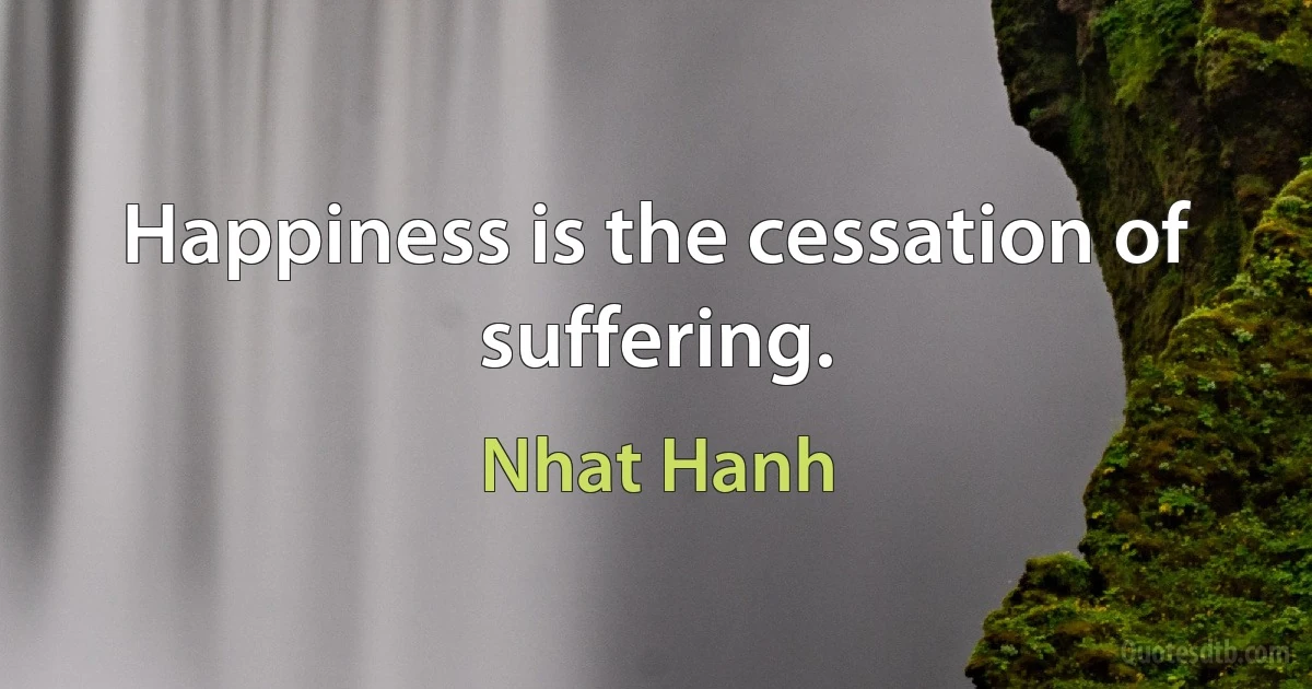 Happiness is the cessation of suffering. (Nhat Hanh)