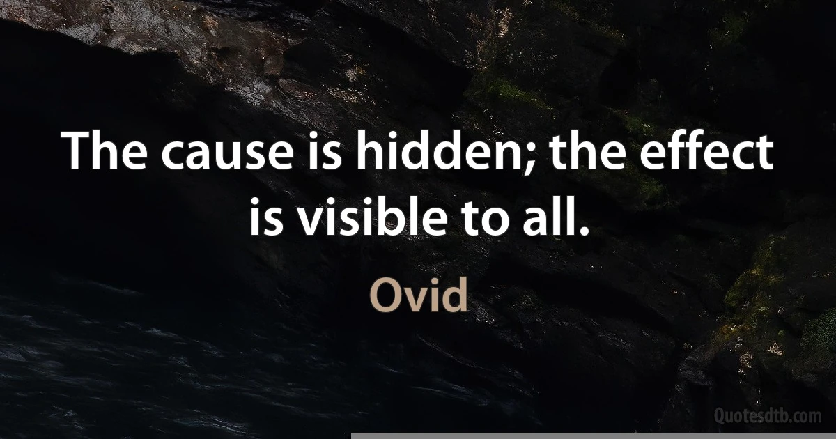 The cause is hidden; the effect is visible to all. (Ovid)