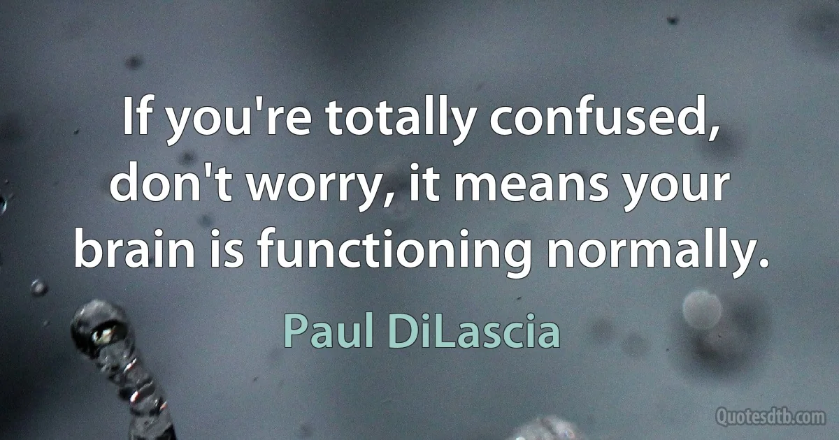 If you're totally confused, don't worry, it means your brain is functioning normally. (Paul DiLascia)