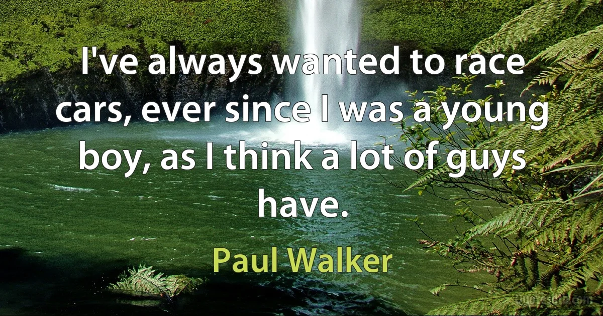 I've always wanted to race cars, ever since I was a young boy, as I think a lot of guys have. (Paul Walker)