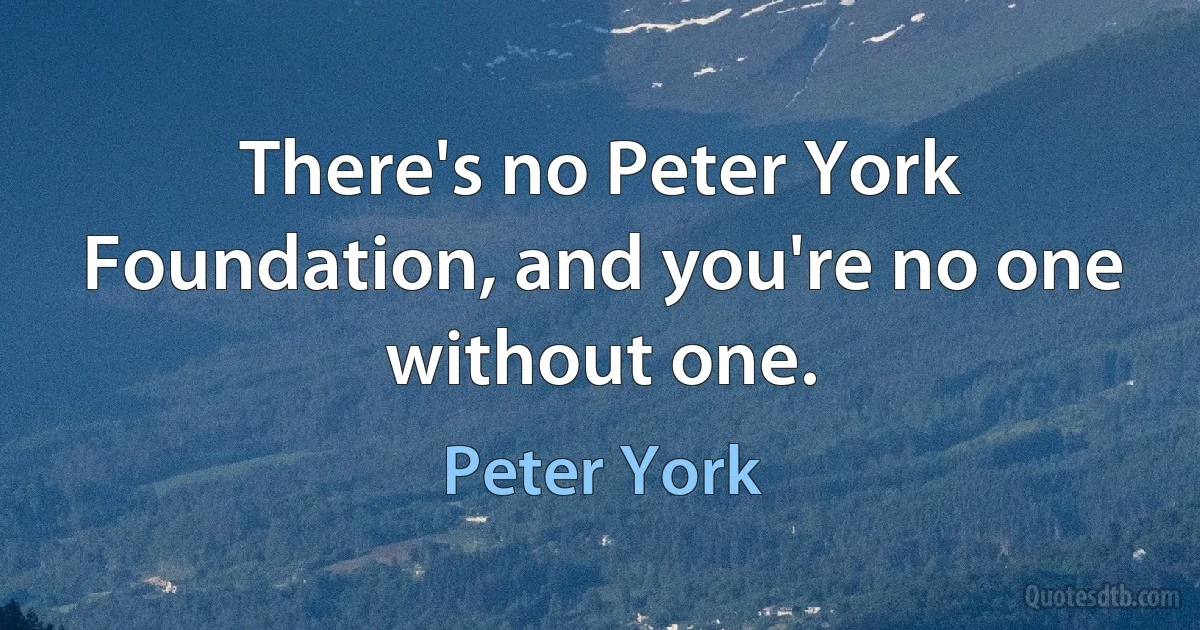 There's no Peter York Foundation, and you're no one without one. (Peter York)