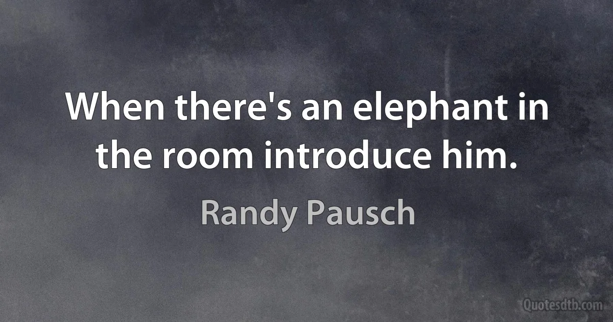 When there's an elephant in the room introduce him. (Randy Pausch)