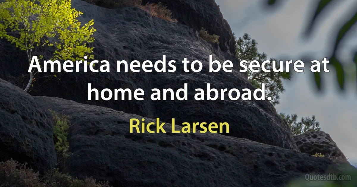 America needs to be secure at home and abroad. (Rick Larsen)