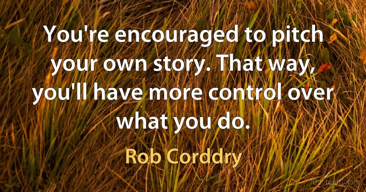 You're encouraged to pitch your own story. That way, you'll have more control over what you do. (Rob Corddry)