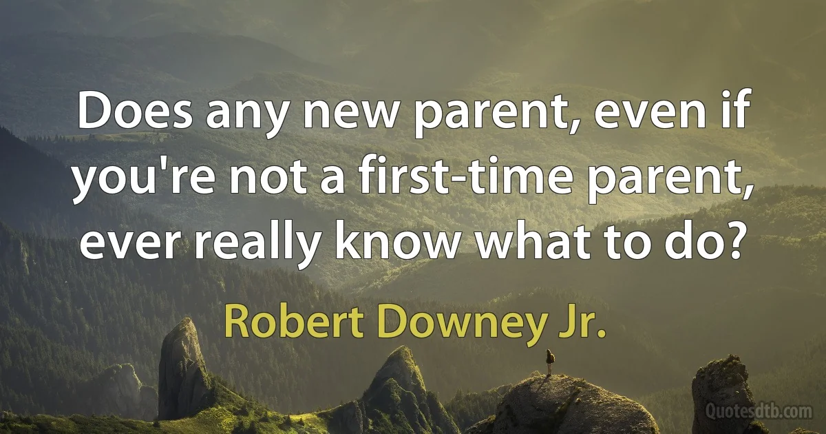 Does any new parent, even if you're not a first-time parent, ever really know what to do? (Robert Downey Jr.)