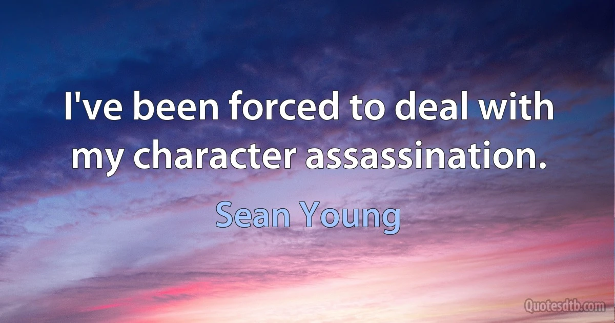 I've been forced to deal with my character assassination. (Sean Young)